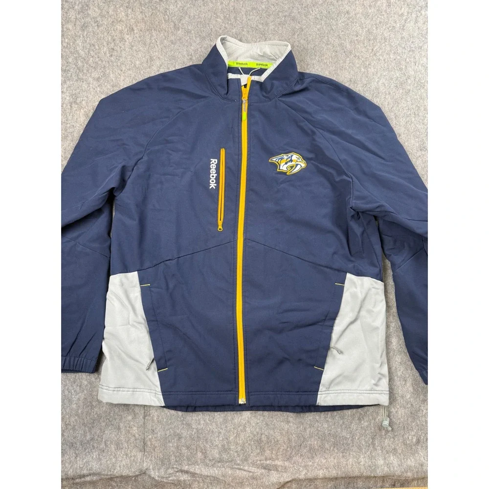 Reebok Nashville Predators NHL Center Ice Jacket Mens Large Navy Blue Full Zip